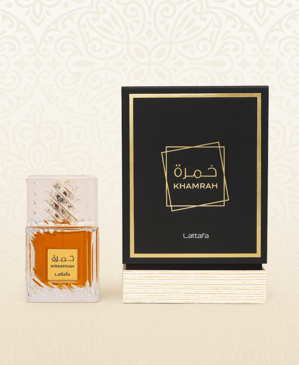 khamrah lattafa bouteille et boite de parfum de dubai mixte